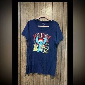 Disney Stitch Christmas Classic Fit Cotton Ringer Top